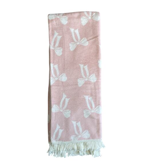 Docofil Pink & White Bow Reversible Throw Blanket Made in Portugal 51" x67' NEW - Picture 8 of 10